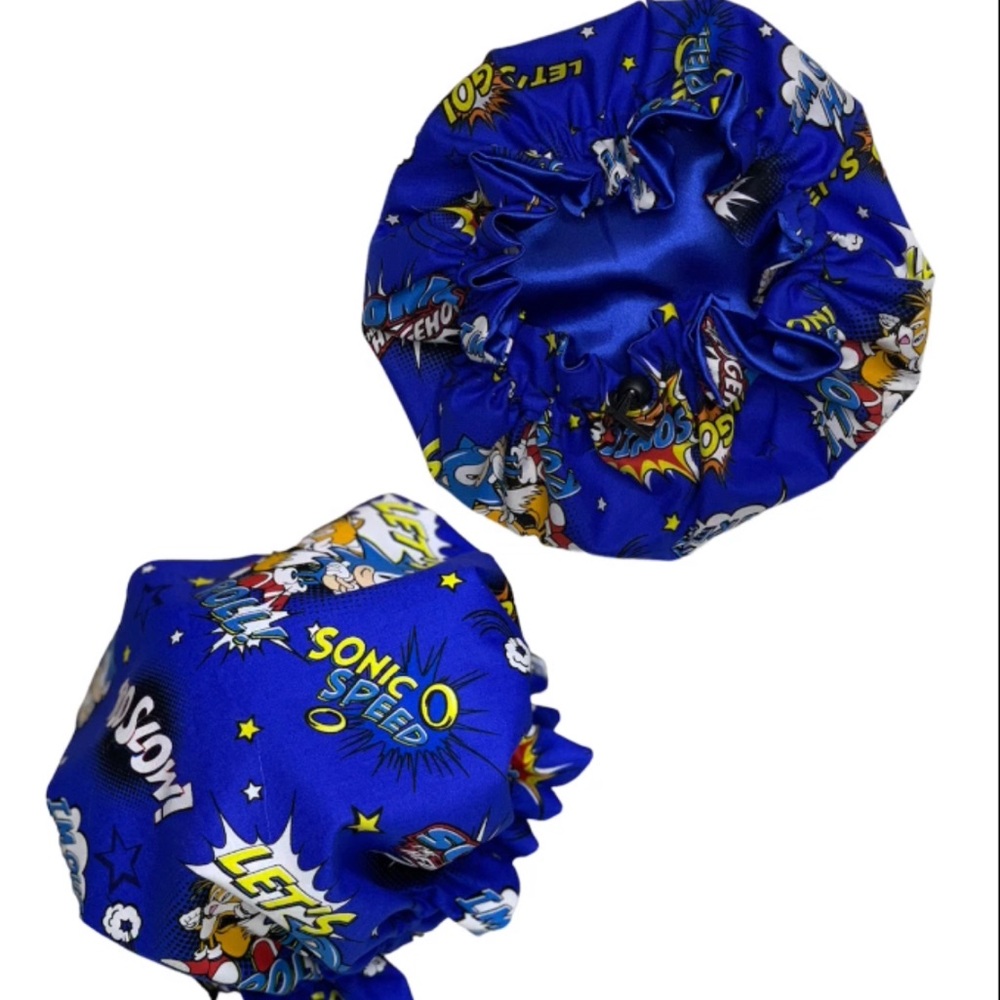 Kids blue SATIN hair bonnets small (sleepwear)
